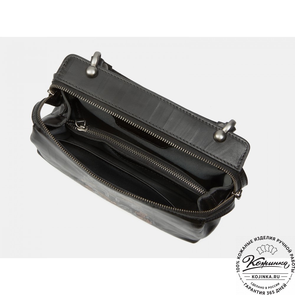 Женская кожаная сумка "Орнелла"  "Волчица в цветах"